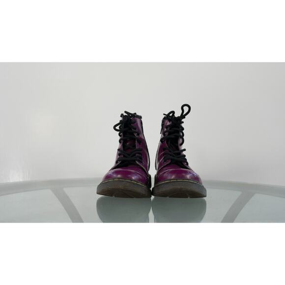 Doc Martens Delaney Purple Combat Boots Girl Sz 2 Air Wair Lace Up Zippered Side - Picture 8 of 11